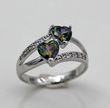 Crystal Zircon Sweet Heart Rings for Women Bridal Wedding Gift