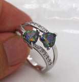 Crystal Zircon Sweet Heart Rings for Women Bridal Wedding Gift