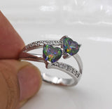 Crystal Zircon Sweet Heart Rings for Women Bridal Wedding Gift