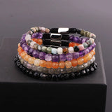Cube Faceted Stone Amethyst Agate Labradorite Beads Bracelet