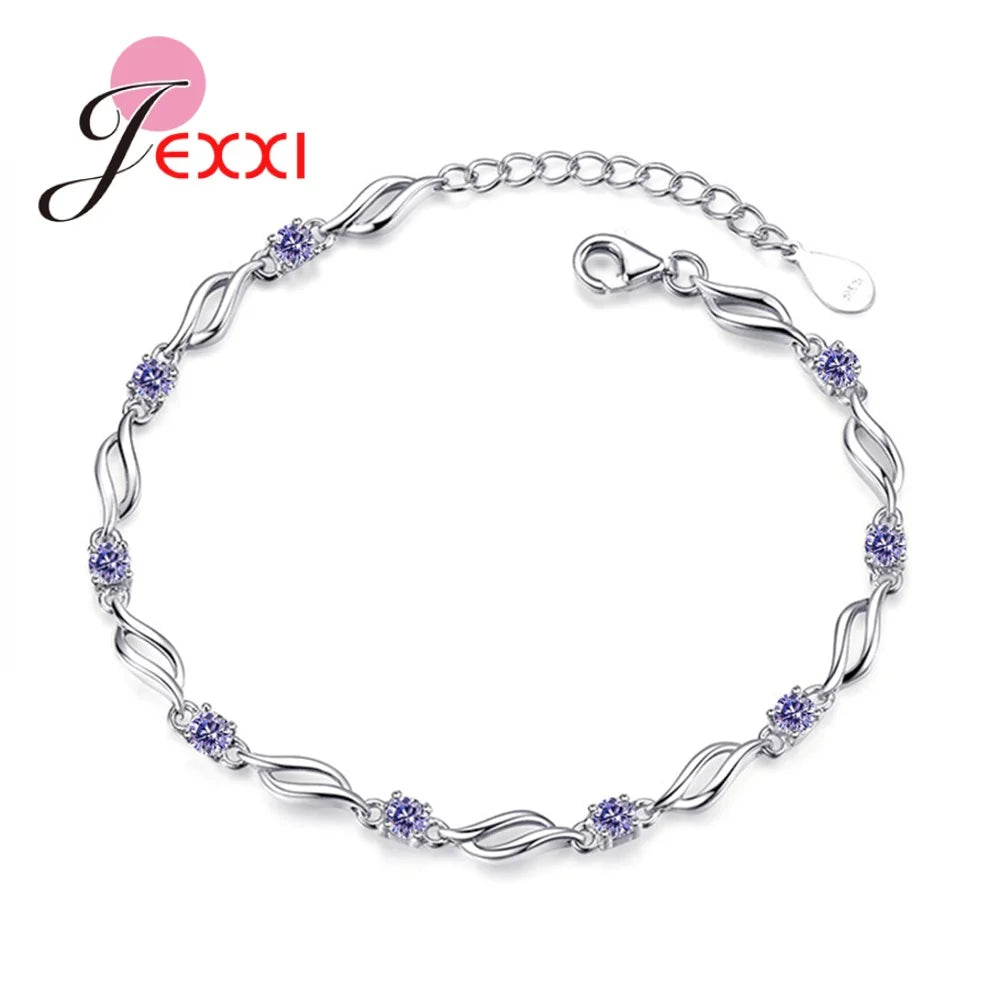 925 Silver Bracelet with Cubic Zircon Crystal for Women