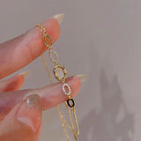 CZ Bracelet Steel Chain Link for Women Minimalist Charm Jewelry