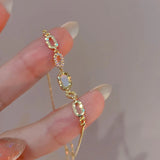 CZ Bracelet Steel Chain Link for Women Minimalist Charm Jewelry