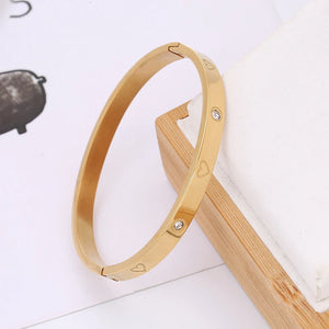Golden Cuff Bangle Charm Bracelet for Women