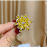 CZ Flower Brooch for Women Dress Coat Jewelry