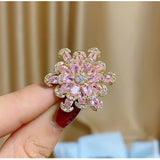 CZ Flower Brooch for Women Dress Coat Jewelry