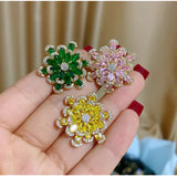 CZ Flower Brooch for Women Dress Coat Jewelry