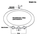 CZ Three Square Pendant Bracelet 925 Sterling Silver Adjustable Charm Jewelry