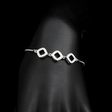 CZ Three Square Pendant Bracelet 925 Sterling Silver Adjustable Charm Jewelry