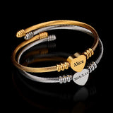 Personalized Heart Name Bracelet Stainless Steel Bangle