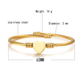 Personalized Heart Name Bracelet Stainless Steel Bangle
