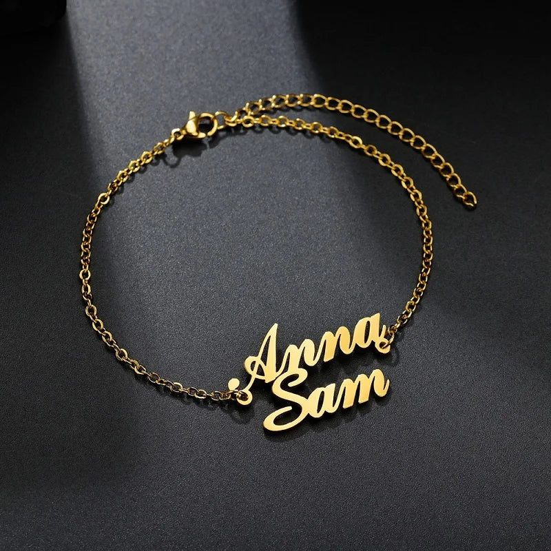 Heart Couple Bracelets Stainless Steel Name Bracelet for Women