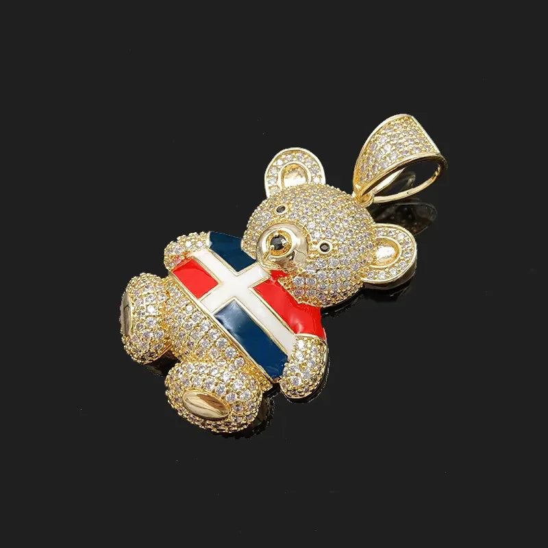 Bear Shape Colored 14K Copper Zirconia Necklace