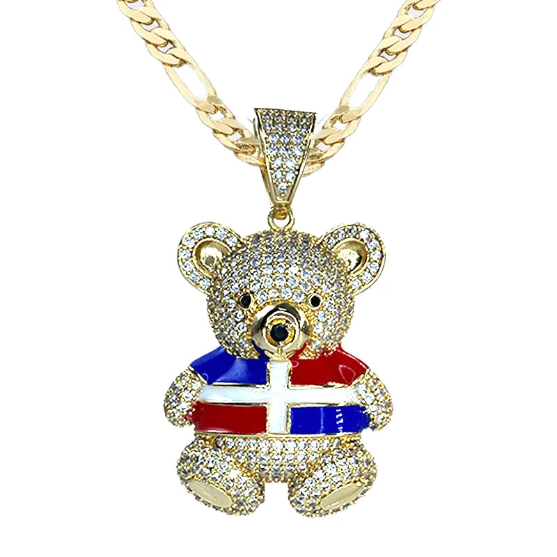 Bear Shape Colored 14K Copper Zirconia Necklace