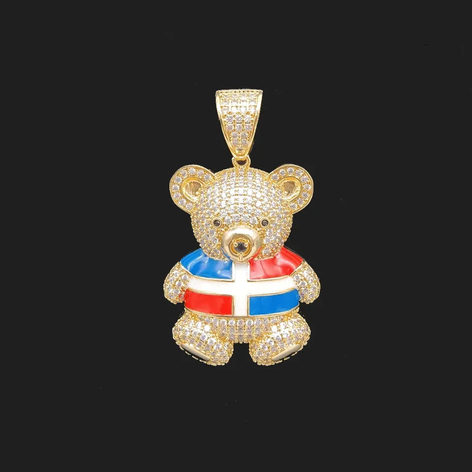 Bear Shape Colored 14K Copper Zirconia Necklace