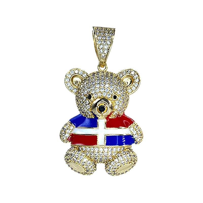 Bear Shape Colored 14K Copper Zirconia Necklace