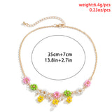 Colorful Flowers Pendant Necklace for Women Girls Short Clavicle Chain