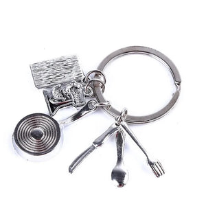 Chef Keyring Pan Fried Egg Cutlery Keychain