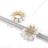Dinosaur Pendant Circle Pearls Crystal Ear Cuff Hoop Earring