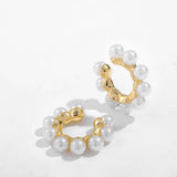 Dinosaur Pendant Circle Pearls Crystal Ear Cuff Hoop Earring