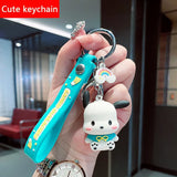 Cartoon Key Keychain Soft Glue Ring Chain Men Women Mobile Bag Car Pendant