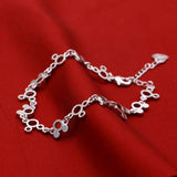 925 Silver Mickey Bracelet Girl Student Jewelry Bijoux