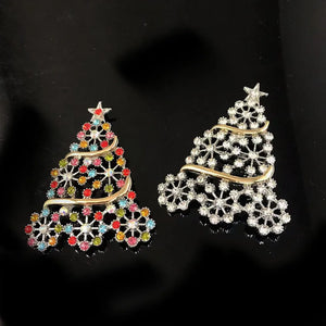 Colorful Rhinester Christmas Tree Brooch Pin