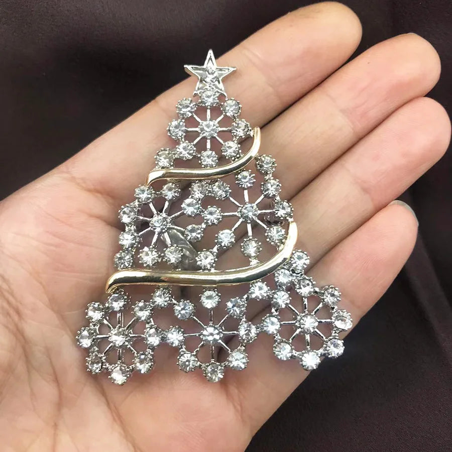 Colorful Rhinester Christmas Tree Brooch Pin