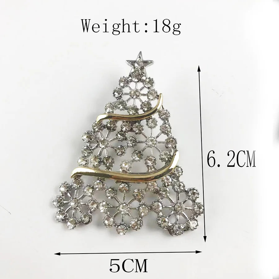 Colorful Rhinester Christmas Tree Brooch Pin
