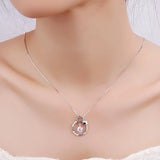 925 Silver Rhinestone Dance Pendant Choker Necklace