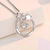 925 Silver Rhinestone Dance Pendant Choker Necklace