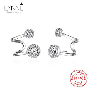 925 Sterling Silver Rhinestone Stud Earrings CZ Clip Ear Stud