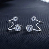 925 Sterling Silver Rhinestone Stud Earrings CZ Clip Ear Stud