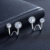 925 Sterling Silver Rhinestone Stud Earrings CZ Clip Ear Stud