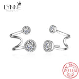 925 Sterling Silver Rhinestone Stud Earrings CZ Clip Ear Stud