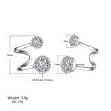 925 Sterling Silver Rhinestone Stud Earrings CZ Clip Ear Stud
