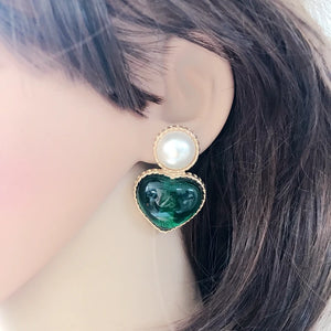 Heart Pearl Earrings Clip Brincos