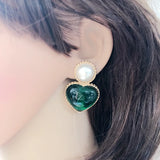 Heart Pearl Earrings Clip Brincos