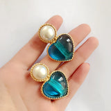 Heart Pearl Earrings Clip Brincos