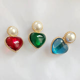 Heart Pearl Earrings Clip Brincos