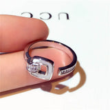 Zirconium Square Opening Adjustable Ring Women Jewelry