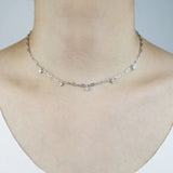 925 Sterling Silver Cz Station Choker Necklace For Women Lady Wedding