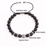 Vintage Braided Stone Bracelet Stainless Steel Charm