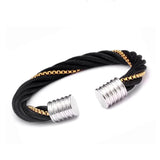 Men's Stainless Steel Multi-layer Braided Cuff Bracelet