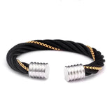 Men's Stainless Steel Multi-layer Braided Cuff Bracelet