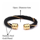 Men's Stainless Steel Multi-layer Braided Cuff Bracelet