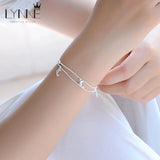 925 Sterling Silver Dolphin Pendant Double Layer Bracelet