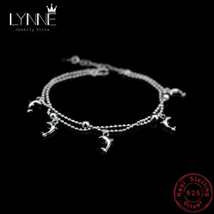 925 Sterling Silver Dolphin Pendant Double Layer Bracelet