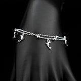 925 Sterling Silver Dolphin Pendant Double Layer Bracelet