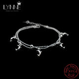 925 Sterling Silver Dolphin Pendant Double Layer Bracelet